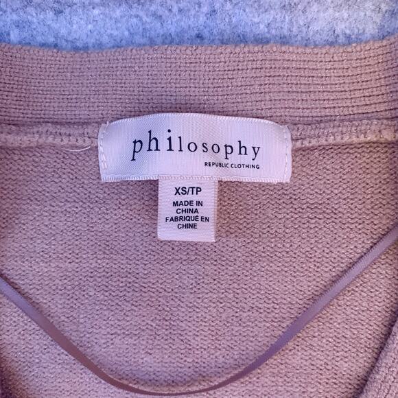 Philosophy Women’s Cardigan Sweater Size XS In Peachy Tan Viscose Blend NWOT - Picture 6 of 10